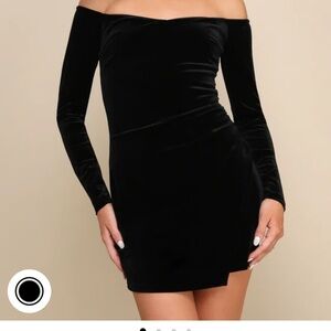 Lulu's Black Velvet Off-Shoulder Dress- New with Tags